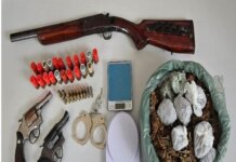 Policiais Militares do 5°BPM realizam apreensão de armas de fogo, munições e entorpecente em Rajada