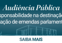 Audiência pública – Responsabilidade na destinação e aplicação de emendas parlamentares Banner da audiência pública