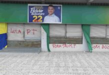 PL de Petrolina denuncia vandalismo em comitê de Flávio Bolsonaro